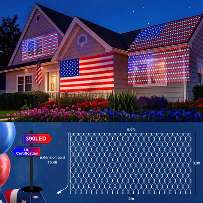 🎉Bright American Flag LED mesh light, Waterproof Indoor/Outdoor light