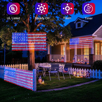🎉Bright American Flag LED mesh light, Waterproof Indoor/Outdoor light