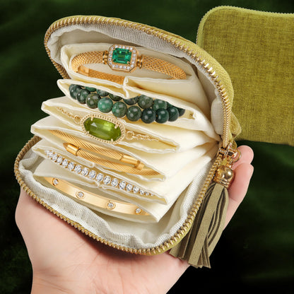 💎 Travel Jewelry Organizer Bag – Cotton-Lined Multi-Layer Case, Tangle-Free Storage