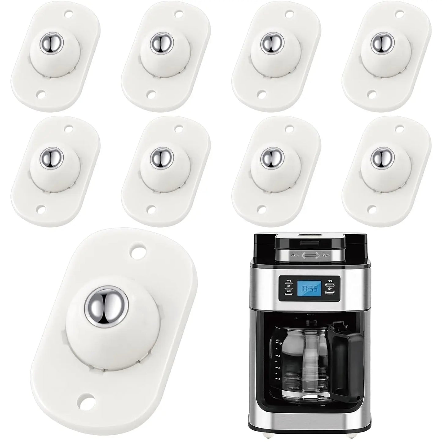 ✨ 8-Pack Self-Adhesive 360° Appliance Rollers | Easy-Move Mini Casters