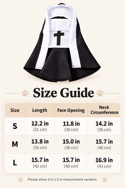 ✝️ Cute & Funny Nun Costume for Pets 📸 Hooded Halloween Photo Prop & Party Dress 🎃