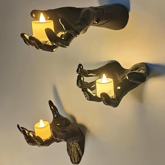 😱Realistic Ghost Hand LED Candle Holder Set | Gothic Wall Decor👻