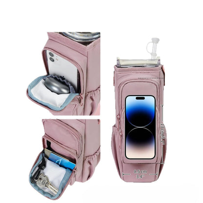 Water Bottle Carrier Bag with Phone Pocket for Stanley Cup 40/30oz