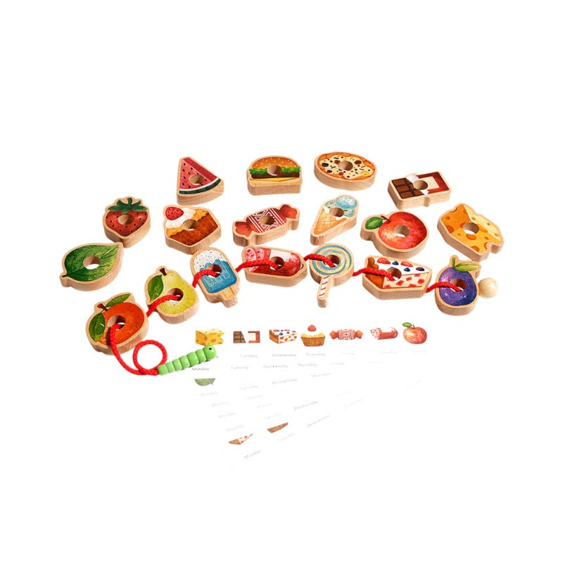 Wooden Caterpillar Lacing Toy for Toddlers