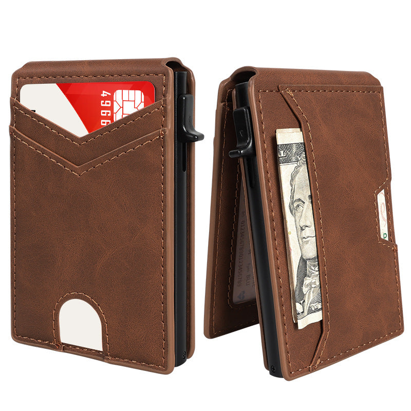 🔐 RFID Blocking Minimalist Pop-Up Wallet | One-Second Card Eject Design & Ultra Slim Pocket Wallet