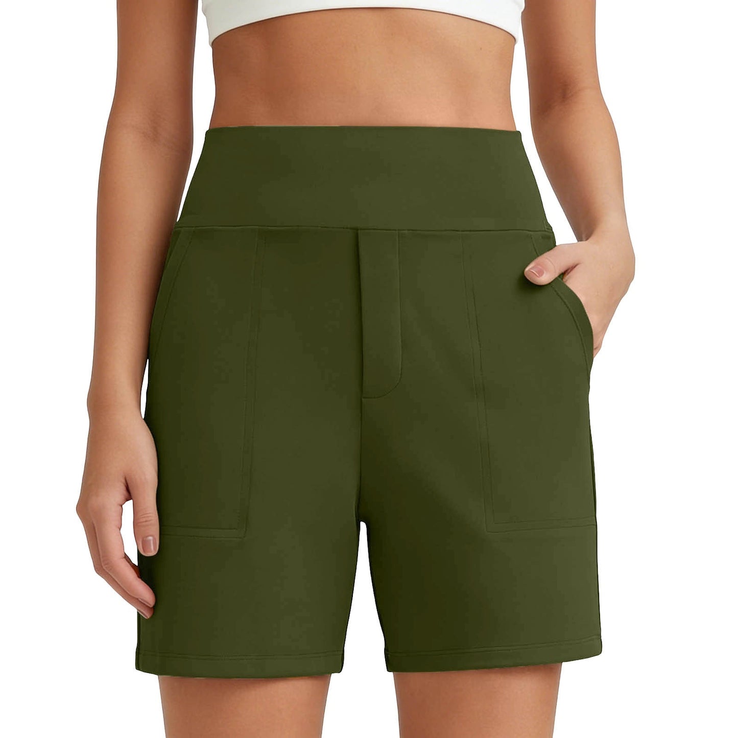 Women's High-Waisted Athletic Bermuda Shorts with Pockets – Running, Yoga, Summer Casual Activewear(Buy 2 Free Shipping)