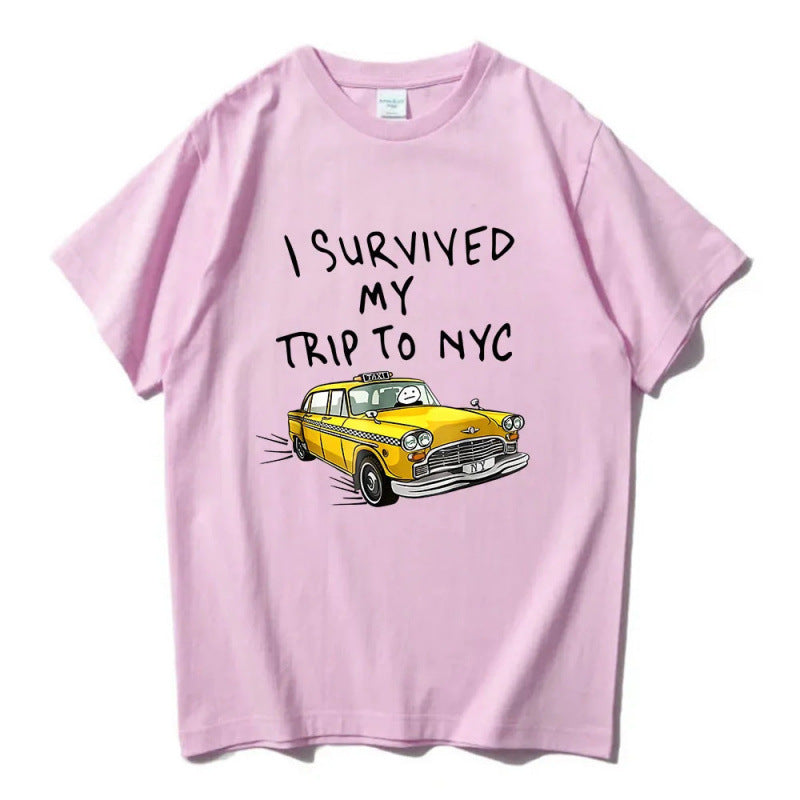🗽"I Survived My Trip To NYC" Graphic Tee - 100% Cotton Slogan T-Shirt