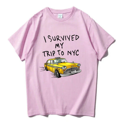 🗽"I Survived My Trip To NYC" Graphic Tee - 100% Cotton Slogan T-Shirt