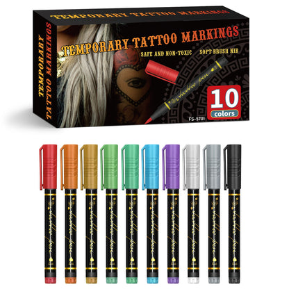 🎨Temporary Tattoo Markers & Face Paint Kit (Skin-Safe) | BrandName✨