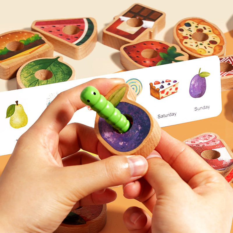 Wooden Caterpillar Lacing Toy for Toddlers