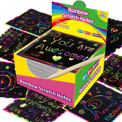 Rainbow Scratch Art Paper – 100 Sheets DIY Magic Reveal Kit