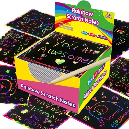 Rainbow Scratch Art Paper – 100 Sheets DIY Magic Reveal Kit