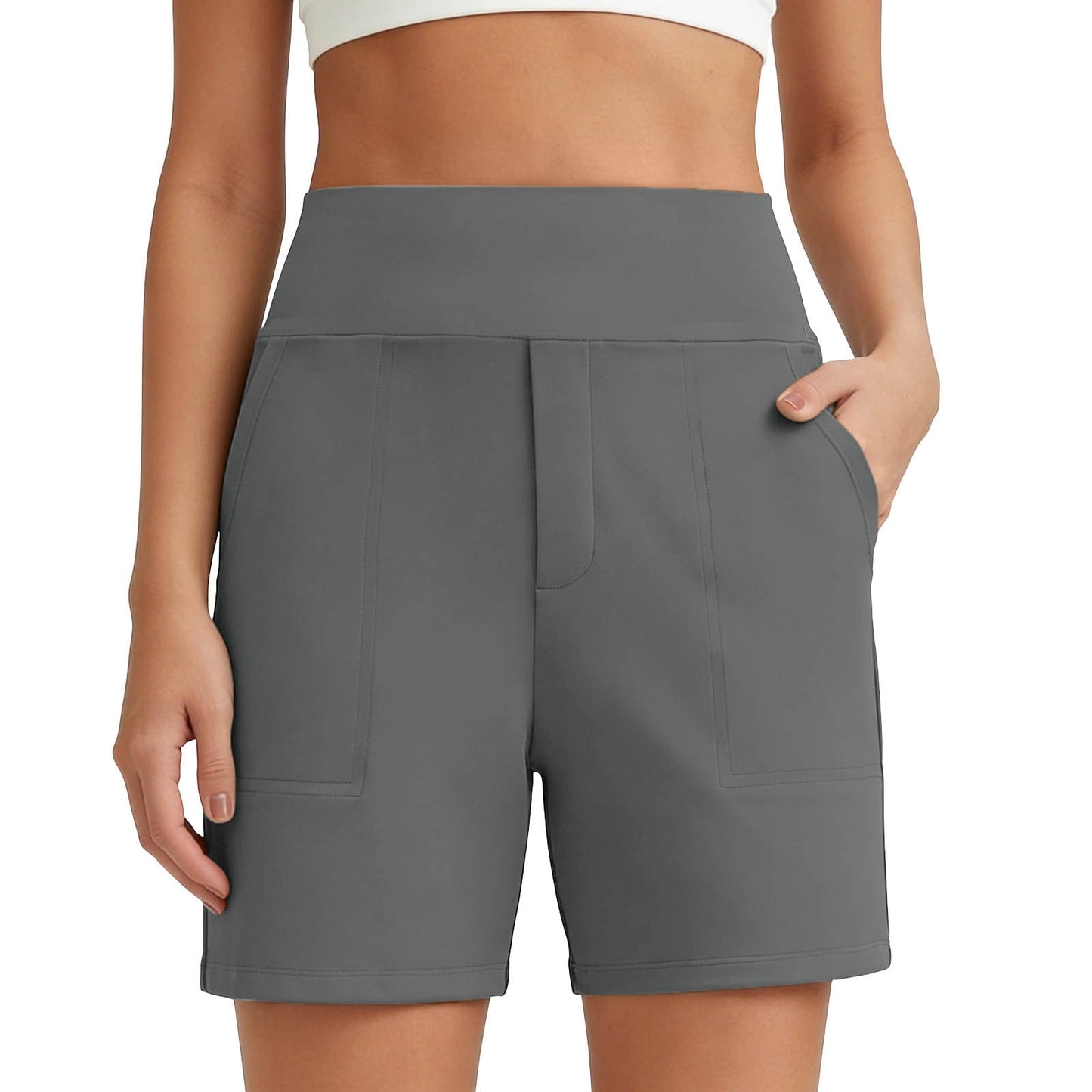 Women's High-Waisted Athletic Bermuda Shorts with Pockets – Running, Yoga, Summer Casual Activewear(Buy 2 Free Shipping)