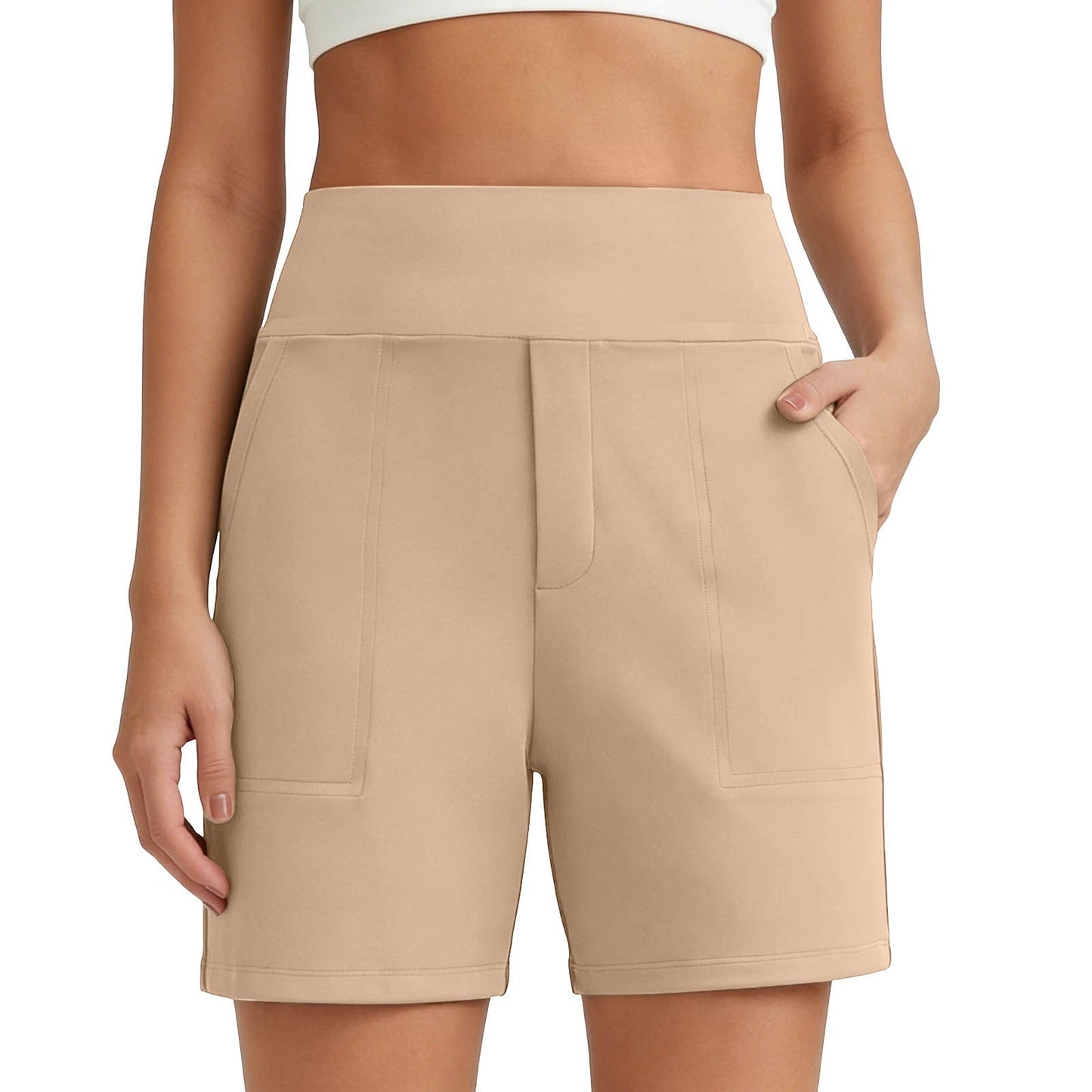 Women's High-Waisted Athletic Bermuda Shorts with Pockets – Running, Yoga, Summer Casual Activewear(Buy 2 Free Shipping)