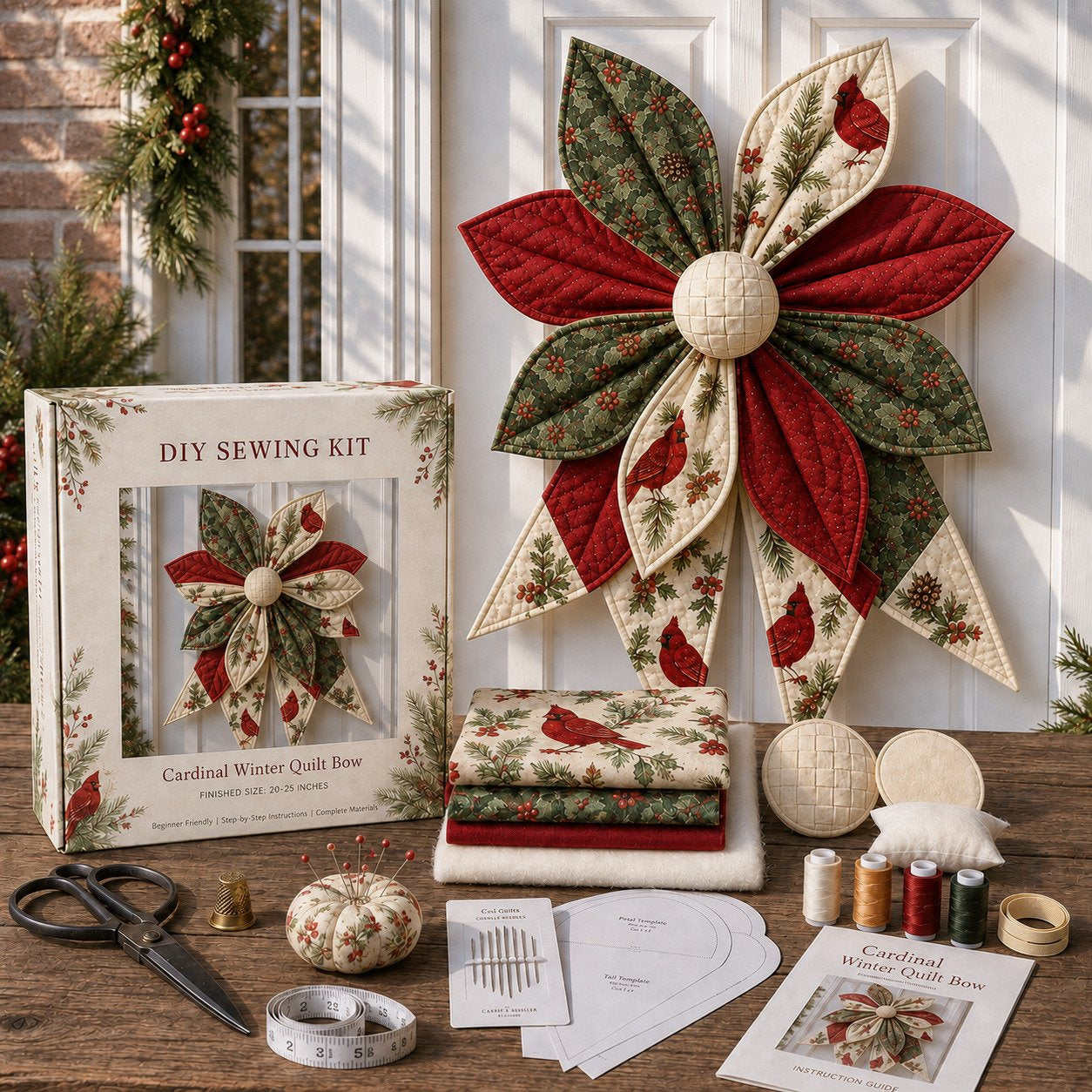 🎀DIY Oversized Quilted Bow Kit – Complete 23–25 Inch Sewing Set🍁✨