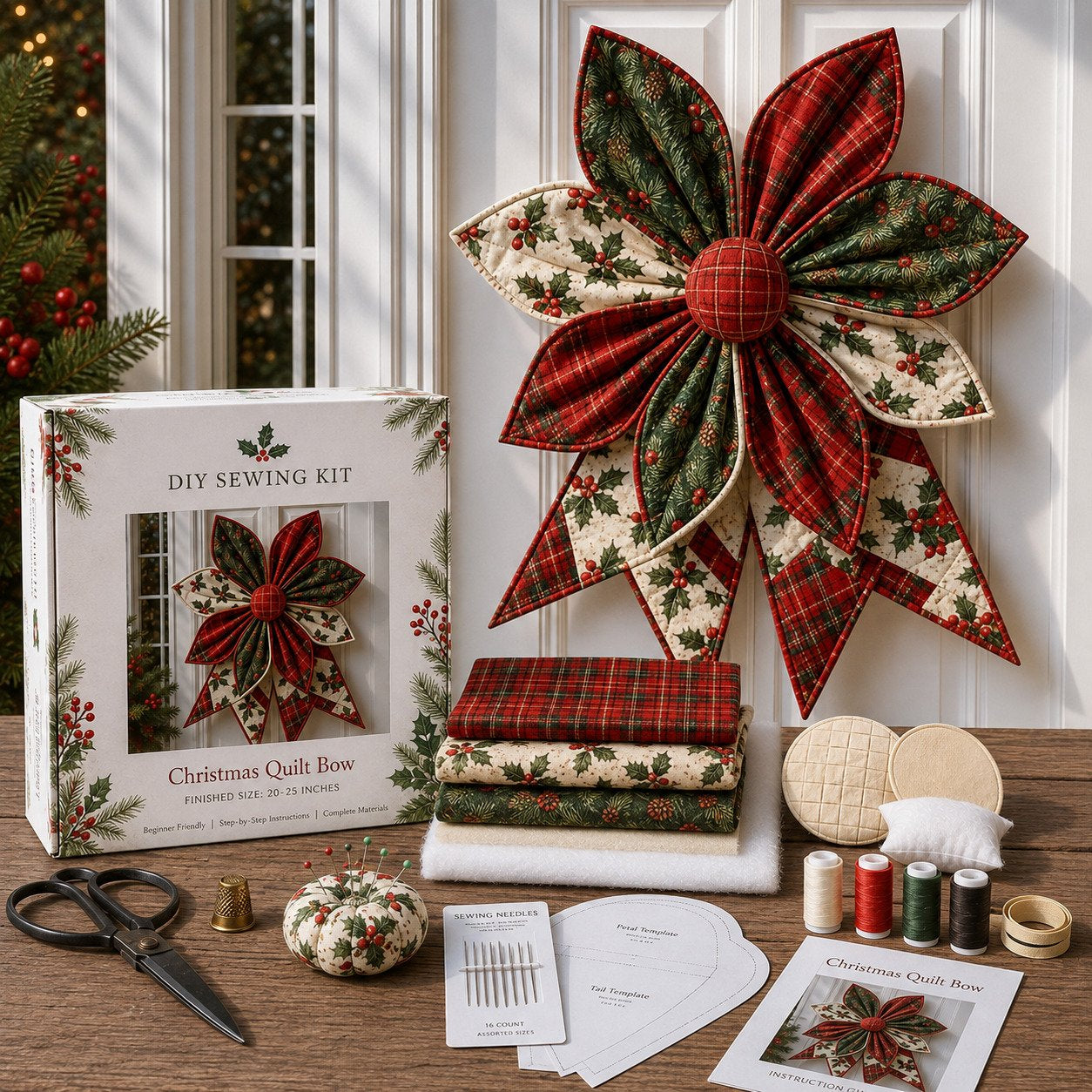 🎀DIY Oversized Quilted Bow Kit – Complete 23–25 Inch Sewing Set🍁✨