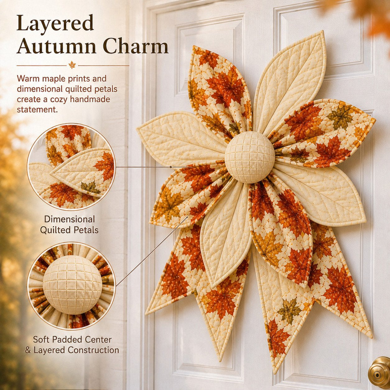 🎀DIY Oversized Quilted Bow Kit – Complete 23–25 Inch Sewing Set🍁✨