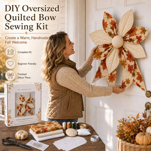 🎀DIY Oversized Quilted Bow Kit – Complete 23–25 Inch Sewing Set🍁✨