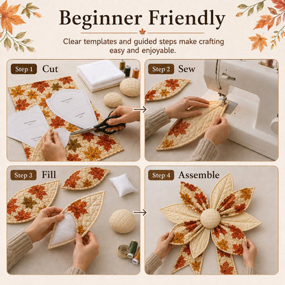 🎀DIY Oversized Quilted Bow Kit – Complete 23–25 Inch Sewing Set🍁✨
