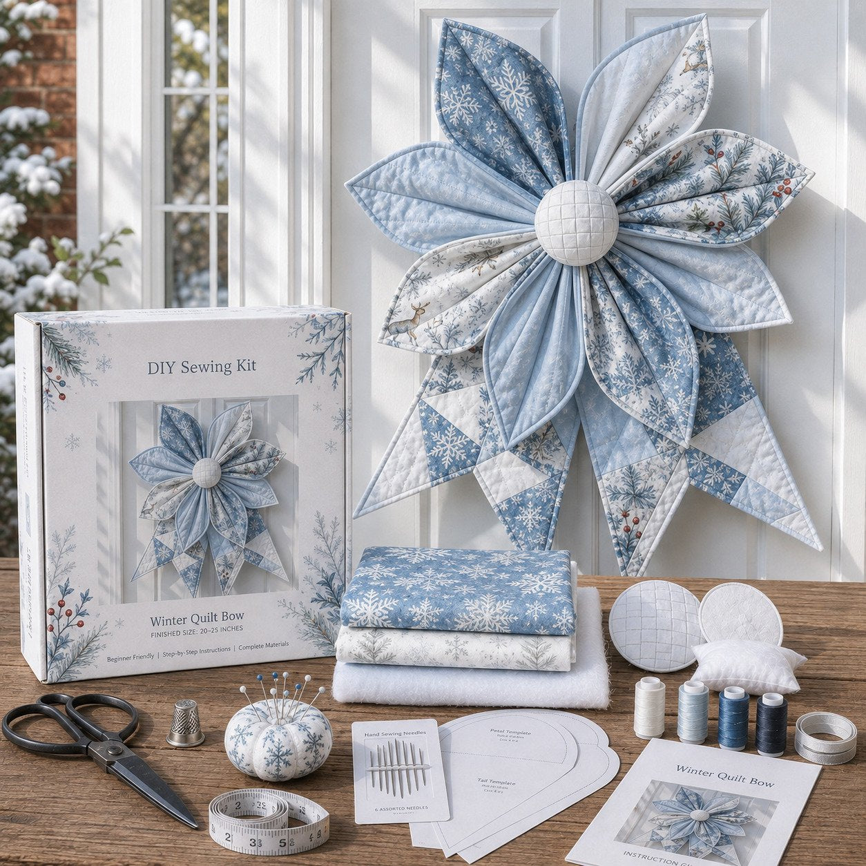 🎀DIY Oversized Quilted Bow Kit – Complete 23–25 Inch Sewing Set🍁✨
