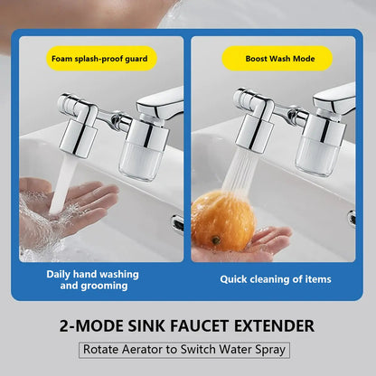 1080° Swivel Faucet Filter Set with 4 Filters, 3 Adapters, 2 Modes Faucet Extender Aerator