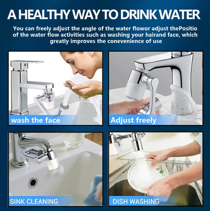 1080° Swivel Faucet Filter Set with 4 Filters, 3 Adapters, 2 Modes Faucet Extender Aerator