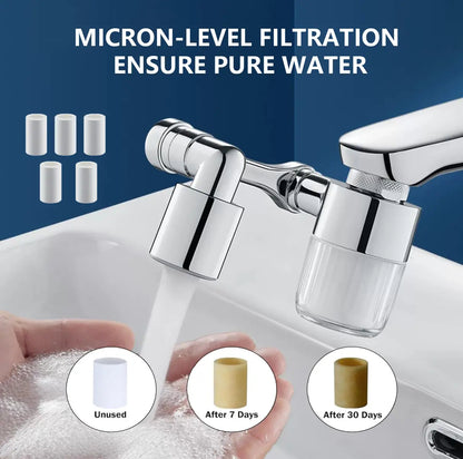 1080° Swivel Faucet Filter Set with 4 Filters, 3 Adapters, 2 Modes Faucet Extender Aerator