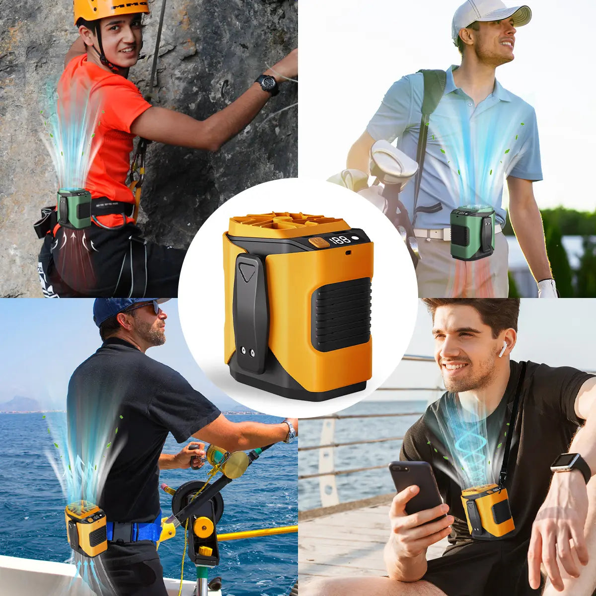 Upgrade Rechargeable Waist Fan with Power Bank
