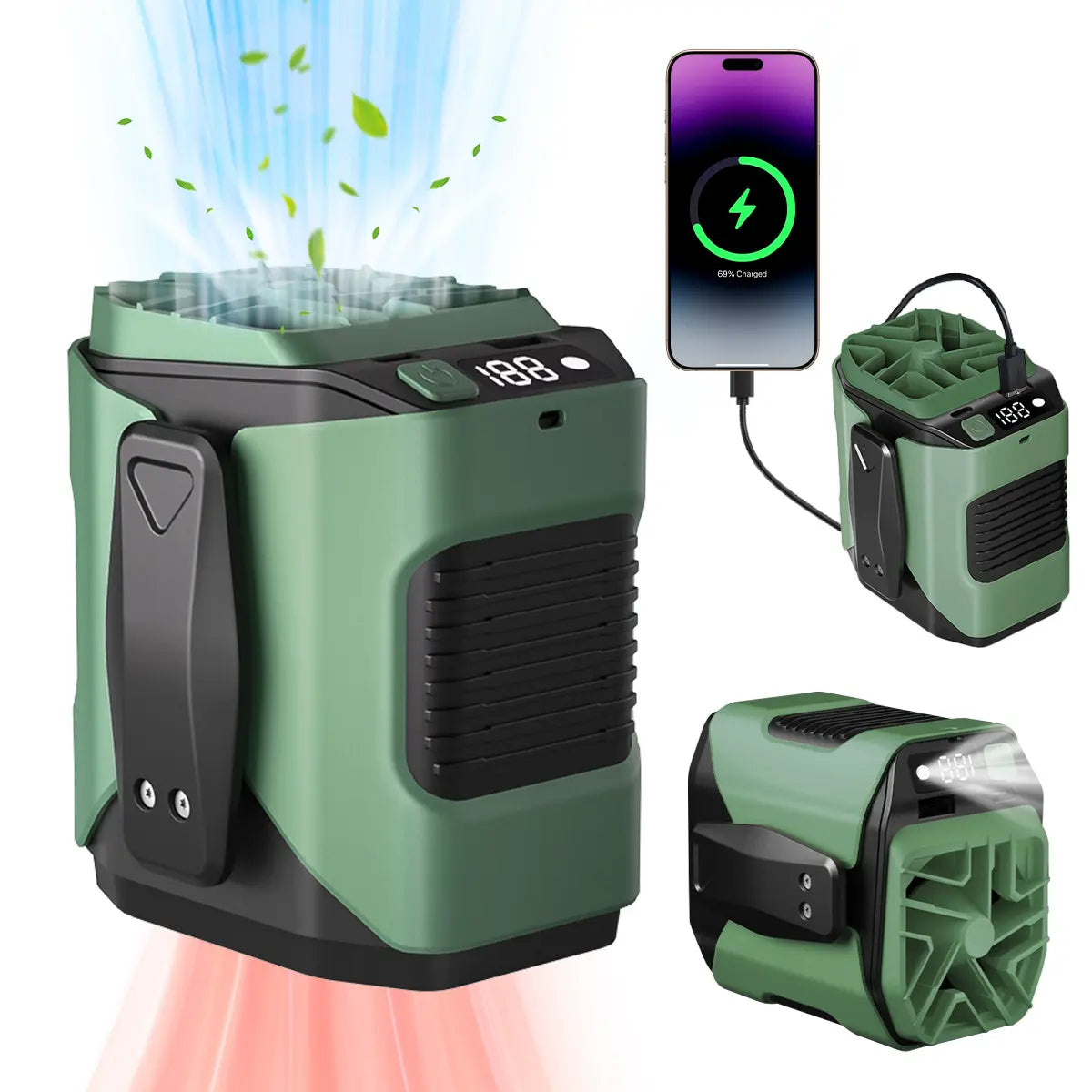 Upgrade Rechargeable Waist Fan with Power Bank