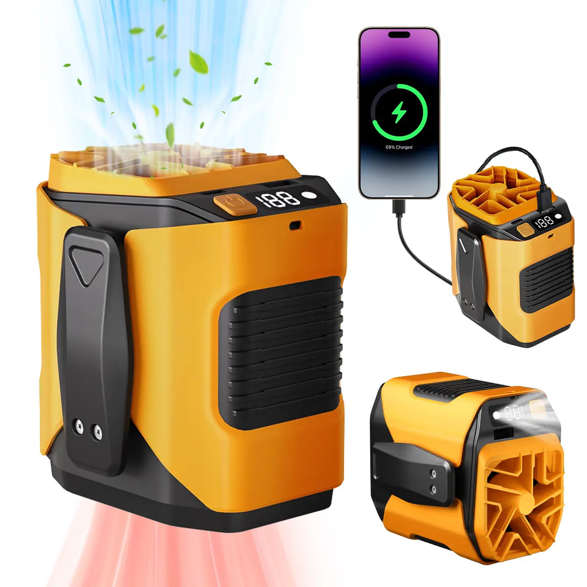 Upgrade Rechargeable Waist Fan with Power Bank