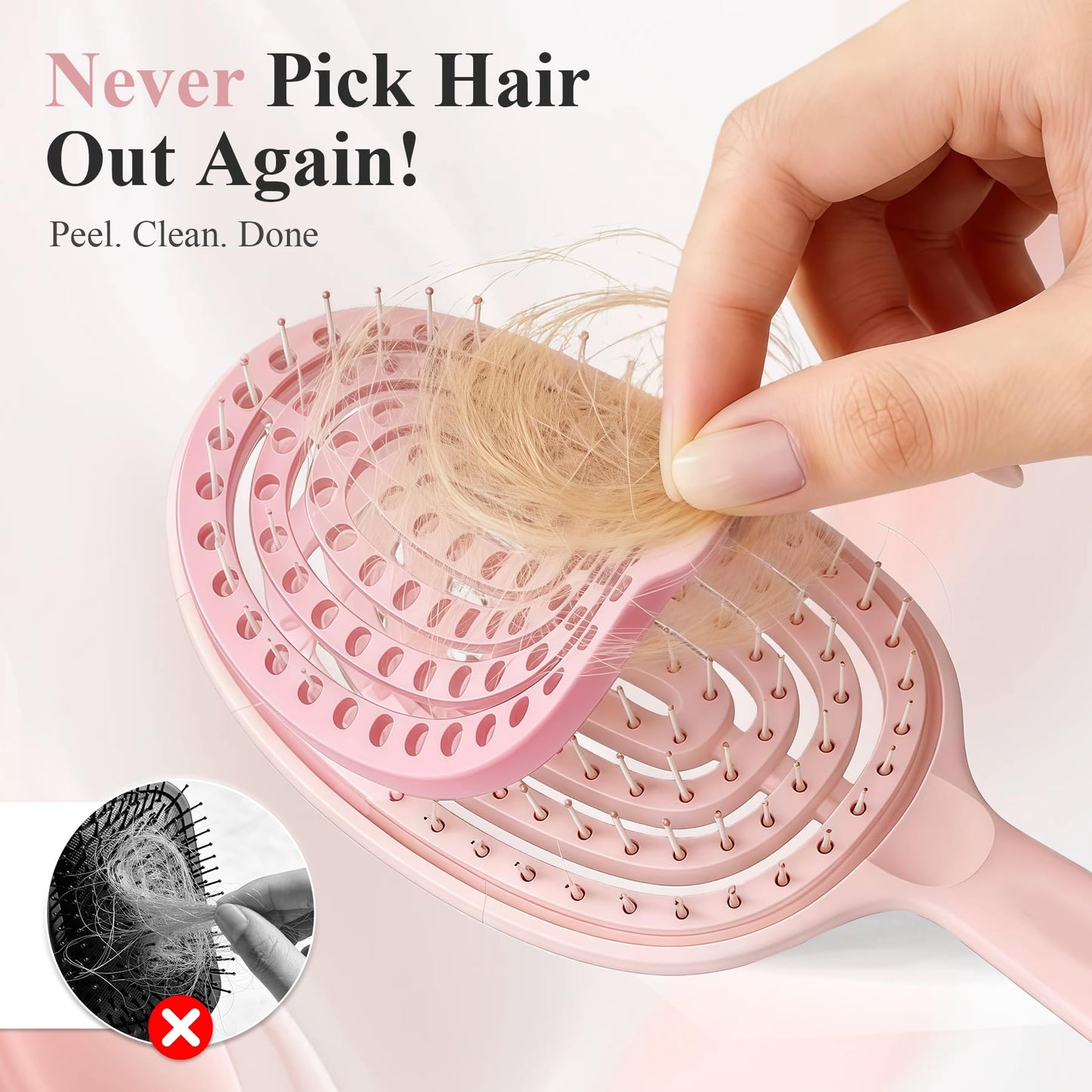 Self-Cleaning Anti-Tangle Brush