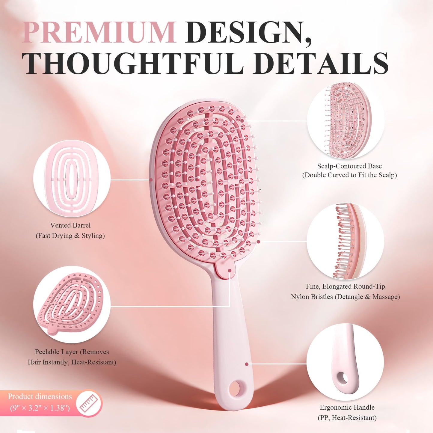 Self-Cleaning Anti-Tangle Brush