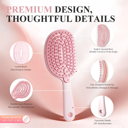 Self-Cleaning Anti-Tangle Brush