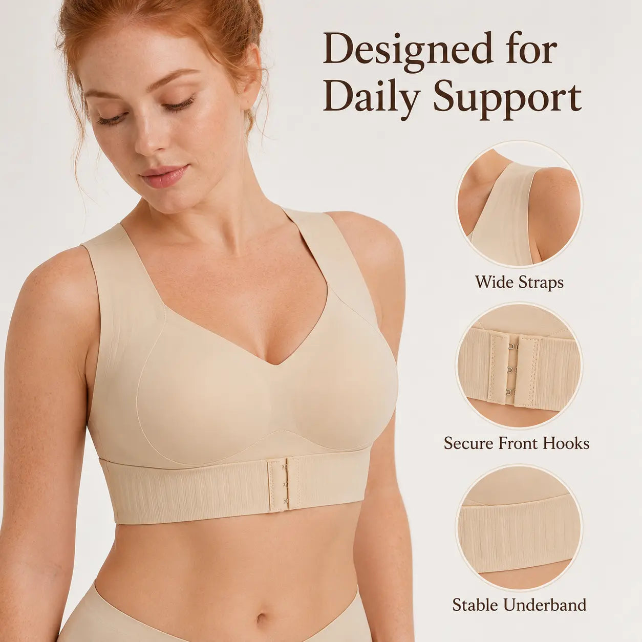 Front Closure Cross-Back Wireless Posture Bra