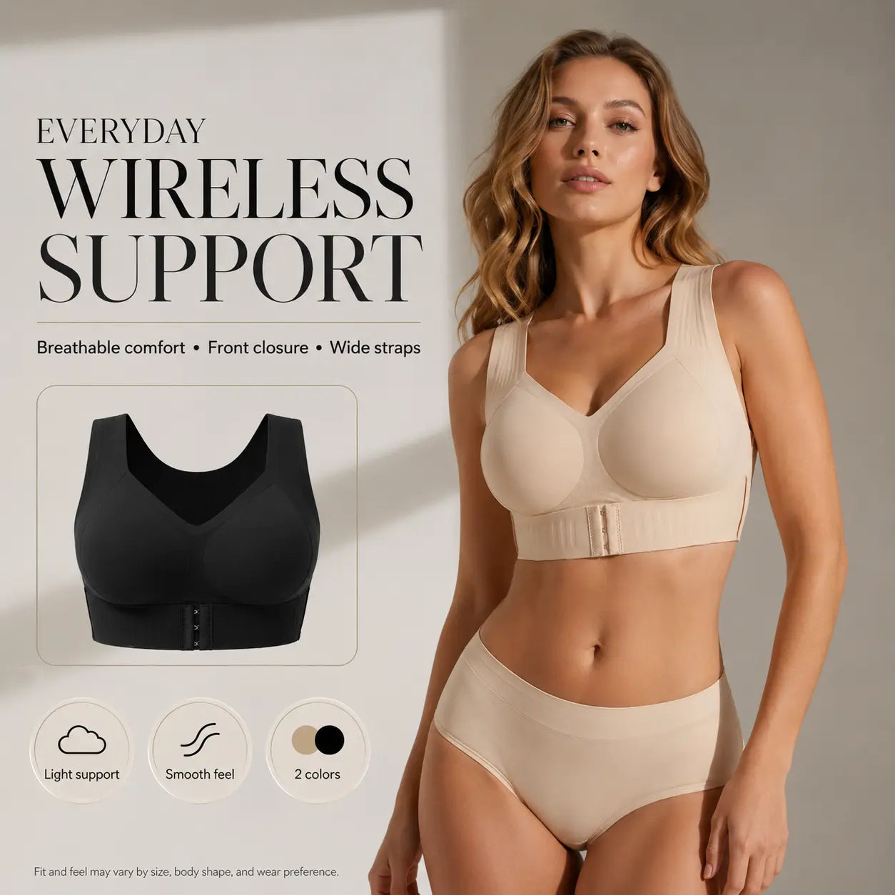 Front Closure Cross-Back Wireless Posture Bra