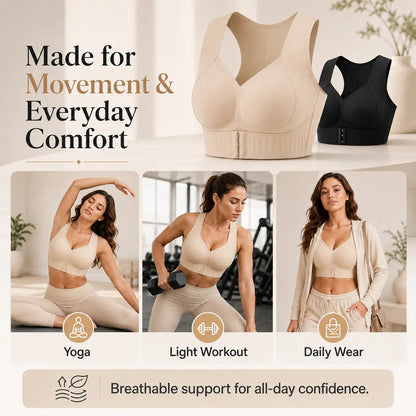 Front Closure Cross-Back Wireless Posture Bra
