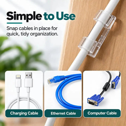 🔌 40PCS Clear Self-Adhesive Cable Clips – Cord Organizer for Desks, Chargers & Home Office 📌