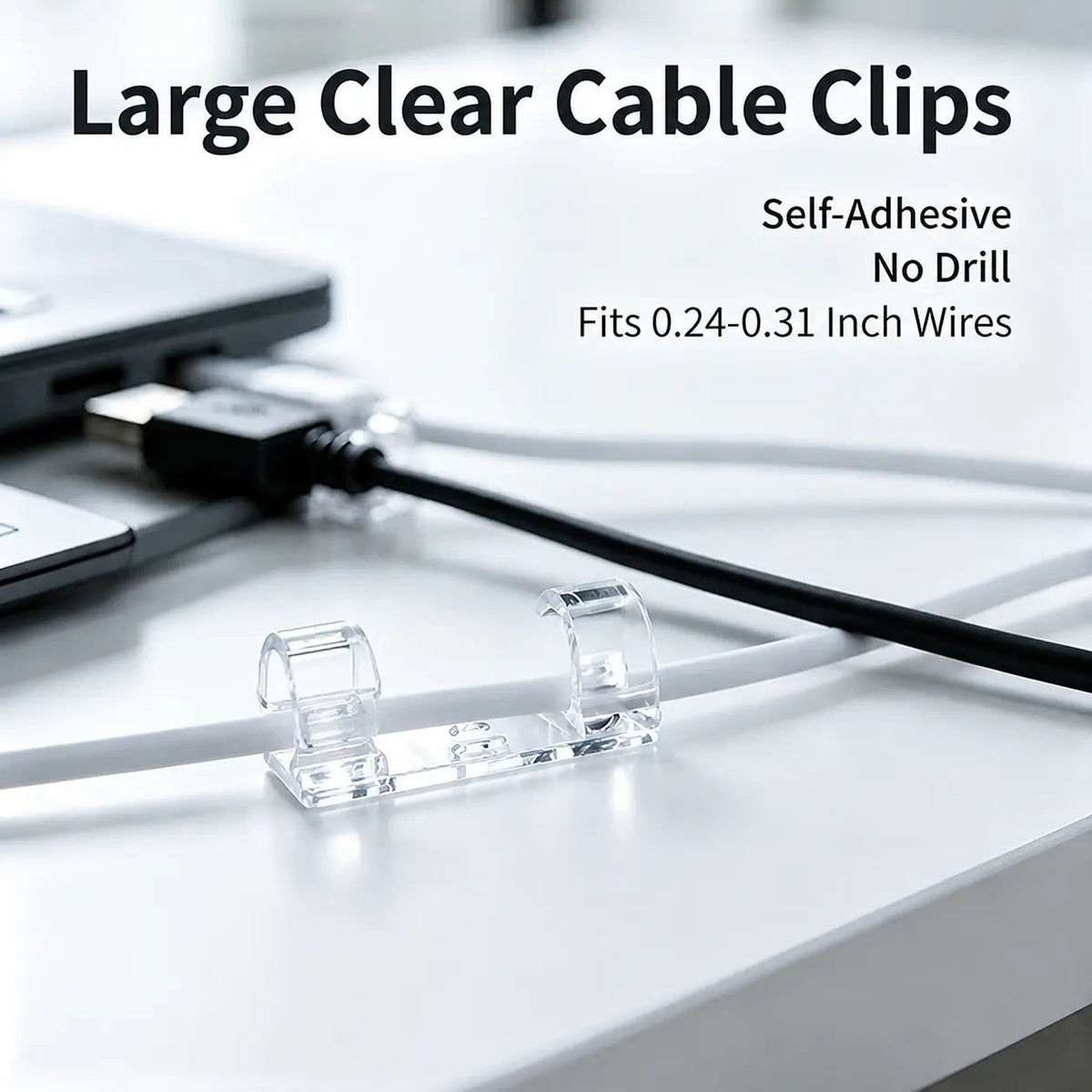 🔌 40PCS Clear Self-Adhesive Cable Clips – Cord Organizer for Desks, Chargers & Home Office 📌