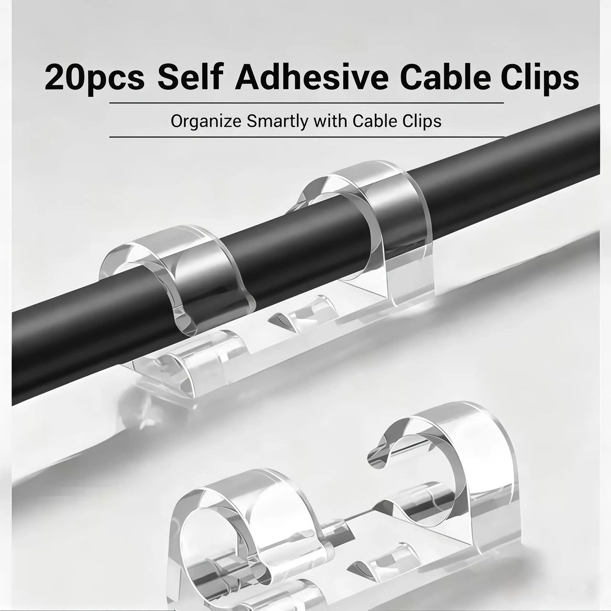 🔌 40PCS Clear Self-Adhesive Cable Clips – Cord Organizer for Desks, Chargers & Home Office 📌