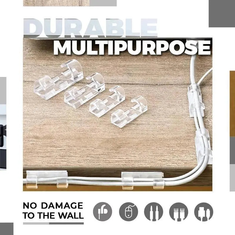 🔌 40PCS Clear Self-Adhesive Cable Clips – Cord Organizer for Desks, Chargers & Home Office 📌