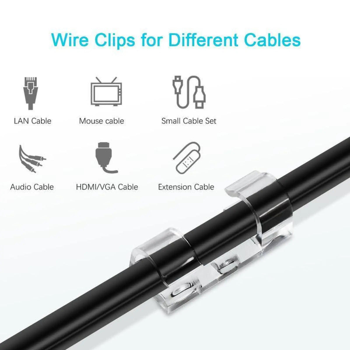 🔌 40PCS Clear Self-Adhesive Cable Clips – Cord Organizer for Desks, Chargers & Home Office 📌