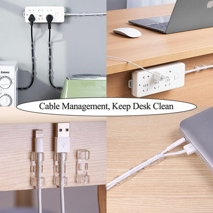 🔌 40PCS Clear Self-Adhesive Cable Clips – Cord Organizer for Desks, Chargers & Home Office 📌