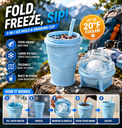 🔥2-in-1 Collapsible Silicone Ice🧊 Ball Maker Cup