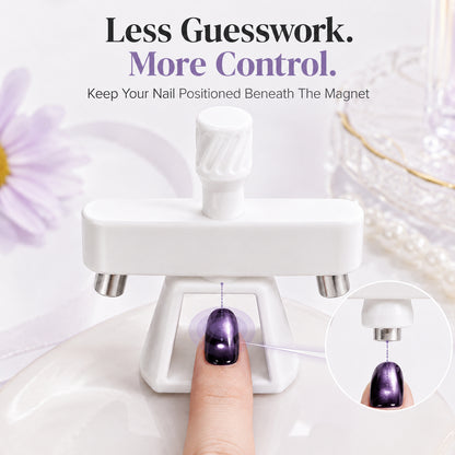 💅[Viral Nail Art Essential] Rotating Cat Eye Gel Nail Magnet Tool with Dual Height Finger Rests – Effortless 3D Aura Nails!