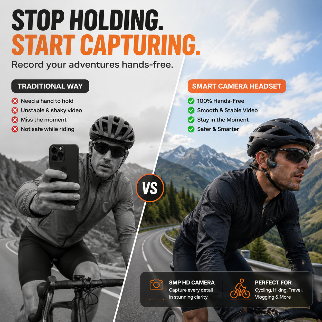AI Camera Headset – Hands-Free POV Recording & Live Translation📸