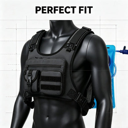 ✨Men’s 2L Tactical Hydration Running Vest – Lightweight Adjustable Chest Pack💧