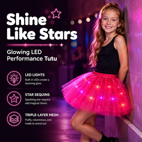 🎁LED Light Up Sequin Tutu Skirt Star Mesh Princess Skirt for Girls and Adults