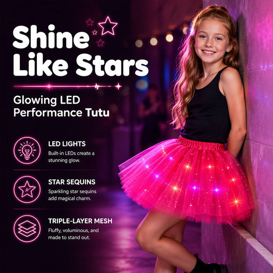 🎁LED Light Up Sequin Tutu Skirt Star Mesh Princess Skirt for Girls and Adults