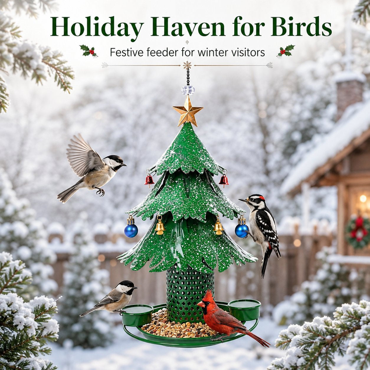 🎄Festive Christmas Tree Hanging Bird Feeder for Winter Garden And Outdoor Decor🐦‍⬛