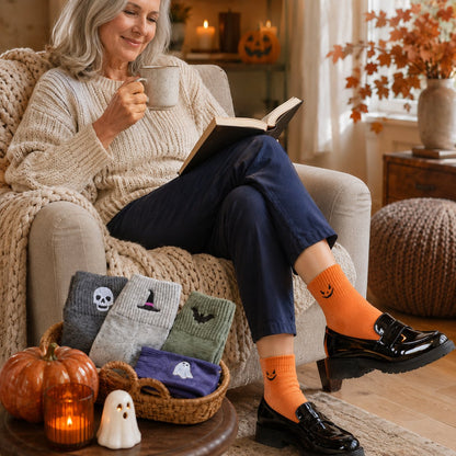 🦇🎃 Spooky-Cute Halloween Embroidered Ankle Socks